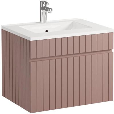 Vente-unique Pink Suspended Bathroom Cabinet with Soft-Close Drawer - 60cm Vente-unique Pink Suspended Bathroom Cabinet with Soft-Close Drawer - 60cm