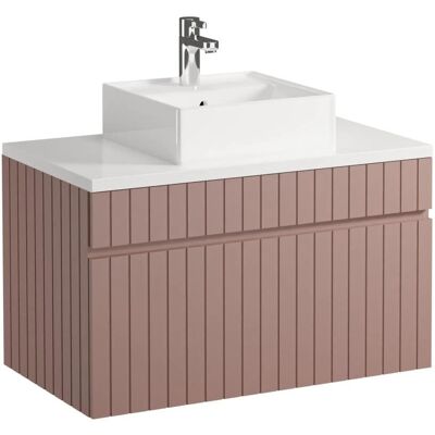 Meuble de salle de bain suspendu rose Satara - 80cm - Style moderne Meuble de salle de bain suspendu rose Satara - 80cm - Style moderne