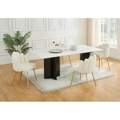 PASCAL MORABITO - Lot de 6 Chaises en Tissu Bouclette Crème - Intérieur PASCAL MORABITO - Lot de 6 Chaises en Tissu Bouclette Crème - Intérieur