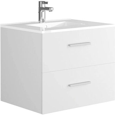 KAYLA Weißes Badezimmermöbel 60cm Wandmontage mit Soft-Close Schubladen - Badezimmer KAYLA Weißes Badezimmermöbel 60cm Wandmontage mit Soft-Close Schubladen - Badezimmer