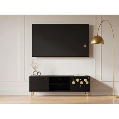 Vente-unique Belori Mango & Metal TV Stand - Black & Gold - TV Stand Vente-unique Belori Mango & Metal TV Stand - Black & Gold - TV Stand