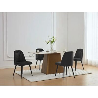 Vente-Unique Ensemble de 2 chaises en velours et métal - Noir - ELEANA - Chaise Vente-Unique Ensemble de 2 chaises en velours et métal - Noir - ELEANA - Chaise