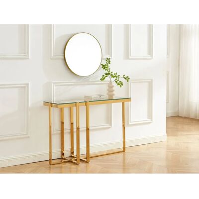 Pascal Morabito Veletia Glas & Edelstahl Konsole - Art Déco Stil Pascal Morabito Veletia Glas & Edelstahl Konsole - Art Déco Stil