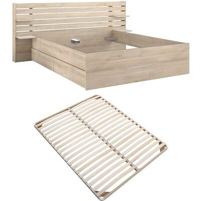 Vente-Unique Bett 180x200cm mit Stauraum - Natürliche Farbe - Lattenrost Vente-Unique Bett 180x200cm mit Stauraum - Natürliche Farbe - Lattenrost