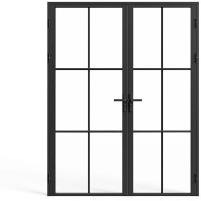 Puerta Doble de Aluminio y Vidrio Templado Seroto - Reversible para Interior - 204x146cm Puerta Doble de Aluminio y Vidrio Templado Seroto - Reversible para Interior - 204x146cm
