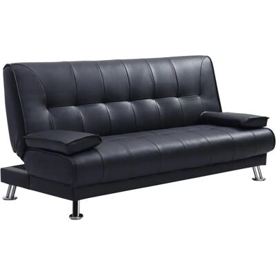 Sofá Convertible Maxime Negro - 3 Plazas con Respaldo Ajustable Sofá Convertible Maxime Negro - 3 Plazas con Respaldo Ajustable