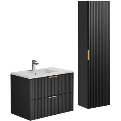 Mueble de baño suspendido ZEVARA con lavabo y columna Mueble de baño suspendido ZEVARA con lavabo y columna