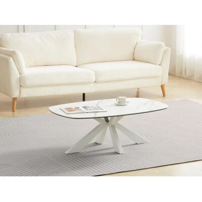 Table basse Maison Céphy Deriya en verre effet marbre blanc Table basse Maison Céphy Deriya en verre effet marbre blanc