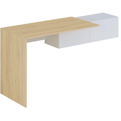 Vente-unique Bureau Suspendu Blanc et Naturel - 2 Placards Vente-unique Bureau Suspendu Blanc et Naturel - 2 Placards