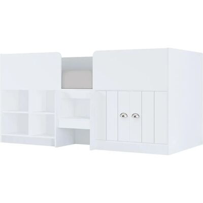 Witte hoogslaper met opbergruimte - Bed Witte hoogslaper met opbergruimte - Bed