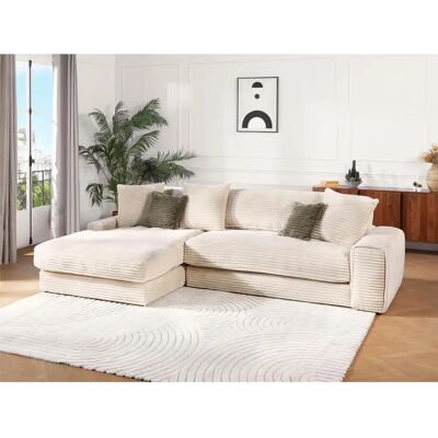 Pascal Morabito Beigefarbenes Samt-Ecksofa Pascal Morabito Beigefarbenes Samt-Ecksofa