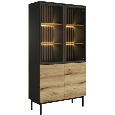Labenia Natur Schwarz 3-4 Türige Vitrine - LED Beleuchtung - Umweltfreundlich Labenia Natur Schwarz 3-4 Türige Vitrine - LED Beleuchtung - Umweltfreundlich