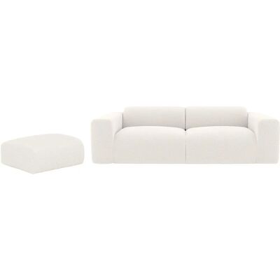 Maison Céphy POGNI 3-Sitzer Sofa & Hocker - Modernes Weißes Design Maison Céphy POGNI 3-Sitzer Sofa & Hocker - Modernes Weißes Design