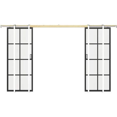 Puerta corredera doble de aluminio y vidrio templado - 2 x H205 x L73 cm Puerta corredera doble de aluminio y vidrio templado - 2 x H205 x L73 cm