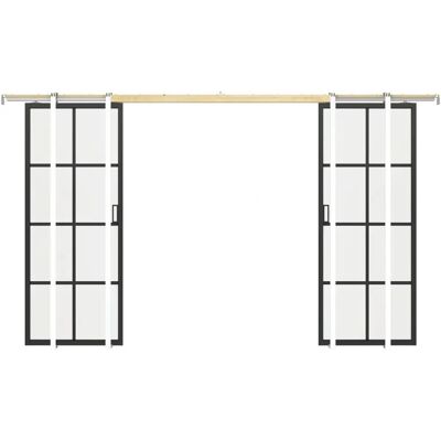 Vente-unique WILDEN II Puerta corredera doble - Aluminio y vidrio templado Vente-unique WILDEN II Puerta corredera doble - Aluminio y vidrio templado