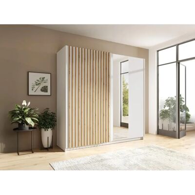 Vente-unique TINDANIA Armoire 2 Portes Coulissantes Miroir 200cm - Placard - Publicité Vente-unique TINDANIA Armoire 2 Portes Coulissantes Miroir 200cm - Placard - Publicité