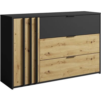 Vente-unique Chest of Drawers with 3 Drawers and 1 Door - Natural & Black - Chest of Drawers Vente-unique Chest of Drawers with 3 Drawers and 1 Door - Natural & Black - Chest of Drawers