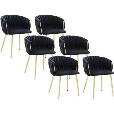 ELEGANO Samtsessel-Set - 6 Stühle - Schwarz - Modernes Design ELEGANO Samtsessel-Set - 6 Stühle - Schwarz - Modernes Design