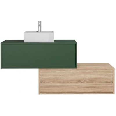 Vente-unique Armoire de salle de bain Teana II - Murale - Vert/Naturel - 94cm Vente-unique Armoire de salle de bain Teana II - Murale - Vert/Naturel - 94cm