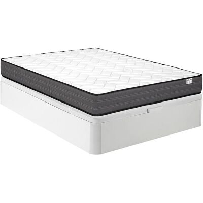 Ysmée Weißes Stauraumbett-Set - 160x200cm - Taschenfederkernmatratze Ysmée Weißes Stauraumbett-Set - 160x200cm - Taschenfederkernmatratze