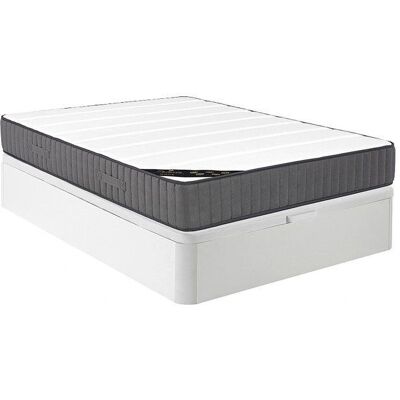Wit 140x190cm Bed Set met hybride 7-zones matras en opbergbasis Wit 140x190cm Bed Set met hybride 7-zones matras en opbergbasis