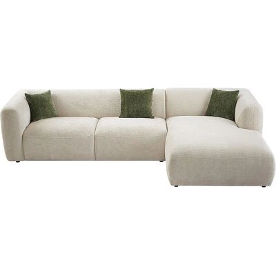 Vente-unique Beiges Stoff-Ecksofa - 5 Sitze - Öko-TEX-zertifiziert Vente-unique Beiges Stoff-Ecksofa - 5 Sitze - Öko-TEX-zertifiziert