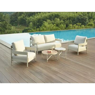 MYLIA LOMAM Aluminium-Gartenmöbel-Set - Beige - Für draußen MYLIA LOMAM Aluminium-Gartenmöbel-Set - Beige - Für draußen