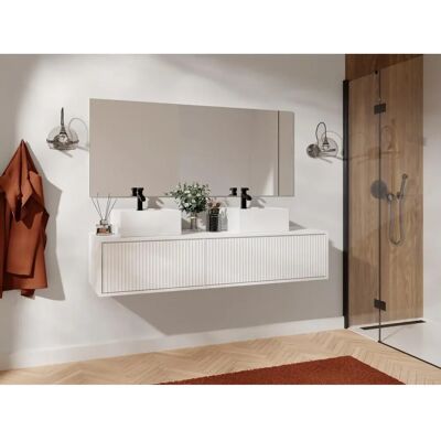 Vente-unique Arnega Suspended Bathroom Cabinet - White - 150cm - MDF Vente-unique Arnega Suspended Bathroom Cabinet - White - 150cm - MDF