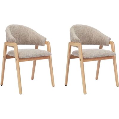 Chaises de salle à manger SOLUNA Taupe et bois d'hévéa - Lot de 2/6 Chaises de salle à manger SOLUNA Taupe et bois d'hévéa - Lot de 2/6
