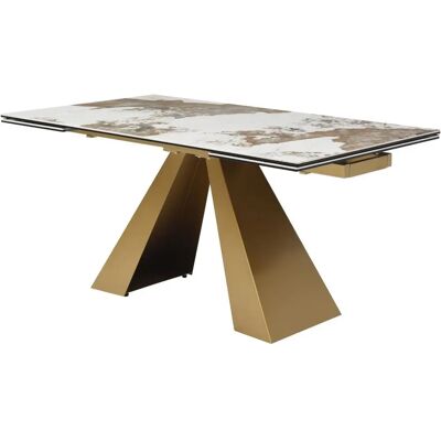 Table à Manger Extensible Maison Céphy - Blanc, Topo, Doré - Table à Manger - Publicité Table à Manger Extensible Maison Céphy - Blanc, Topo, Doré - Table à Manger - Publicité