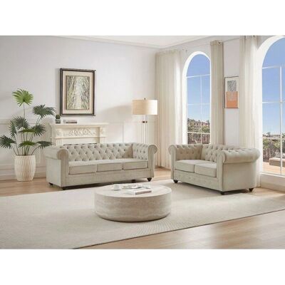 Vente-unique Sofá Chesterfield en Terciopelo 3-2 Plazas Vente-unique Sofá Chesterfield en Terciopelo 3-2 Plazas