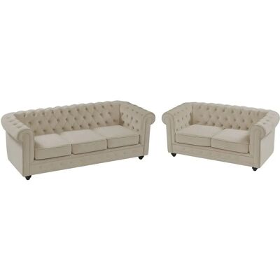 Vente-unique Canapé Chesterfield Velours 3-2 Places - Publicité Vente-unique Canapé Chesterfield Velours 3-2 Places - Publicité