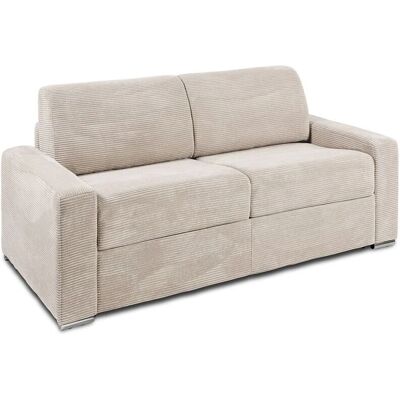 Canapé 3 places en velours beige - Couchage 140 cm - Publicité Canapé 3 places en velours beige - Couchage 140 cm - Publicité