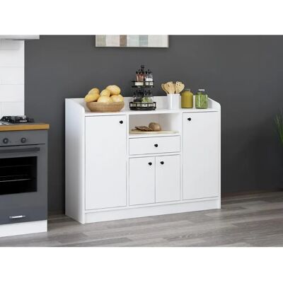 Vente-unique Mizota Kitchen Sideboard - 4 Door, 1 Drawer, Open Shelf Vente-unique Mizota Kitchen Sideboard - 4 Door, 1 Drawer, Open Shelf