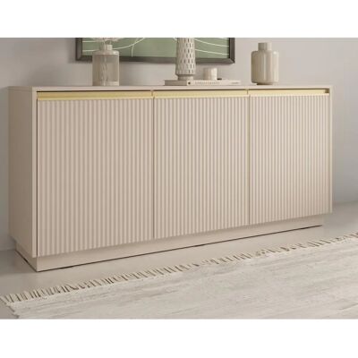Pascal Morabito - Buffet avec 3 portes en MDF - Beige et doré - POSINIA - Publicité Pascal Morabito - Buffet avec 3 portes en MDF - Beige et doré - POSINIA - Publicité