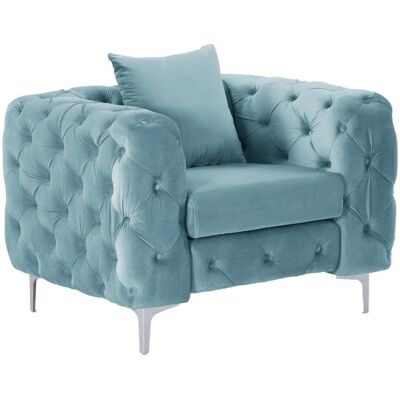 Vente-unique Fauteuil Chesterfield Velours Bleu EDWINA - Publicité Vente-unique Fauteuil Chesterfield Velours Bleu EDWINA - Publicité