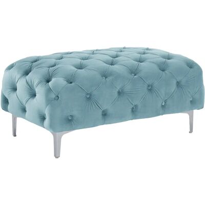 Vente-unique Pouf Chesterfield en Velours Bleu Pastel - EDWINA - Publicité Vente-unique Pouf Chesterfield en Velours Bleu Pastel - EDWINA - Publicité