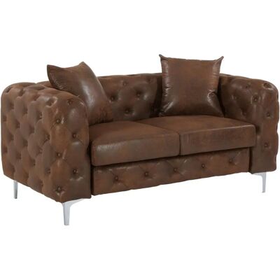 EDWINA Canapé Chesterfield 2 Places Microfibre Marron - Canapé - Publicité EDWINA Canapé Chesterfield 2 Places Microfibre Marron - Canapé - Publicité