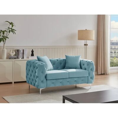 Vente-unique Canapé Chesterfield EDWINA Bleu Pastel - 2 Places - Publicité Vente-unique Canapé Chesterfield EDWINA Bleu Pastel - 2 Places - Publicité