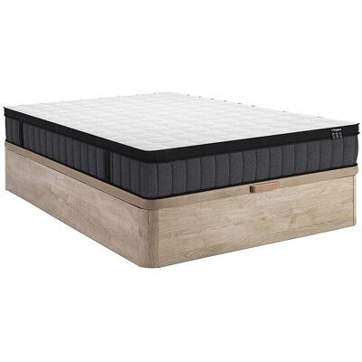 Vente-unique Natuurlijke Licht 140x190cm Bed Set met Opbergruimte & Hybride Matras Vente-unique Natuurlijke Licht 140x190cm Bed Set met Opbergruimte & Hybride Matras