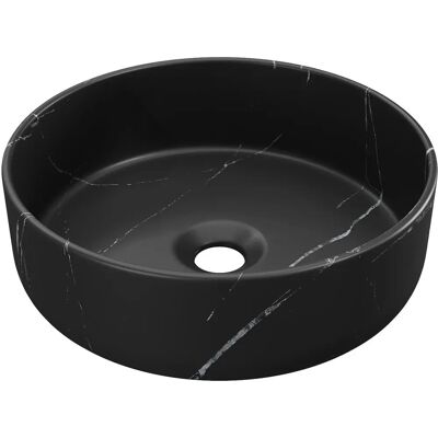 SHOWER&DESIGN Marble Effect Round Ceramic Washbasin - 36cm SHOWER&DESIGN Marble Effect Round Ceramic Washbasin - 36cm