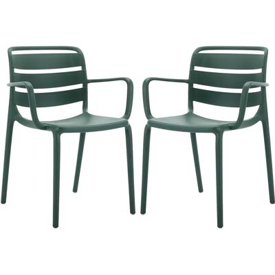 MYLIA Pine Green Stackable Garden Chairs - Set of 2 MYLIA Pine Green Stackable Garden Chairs - Set of 2