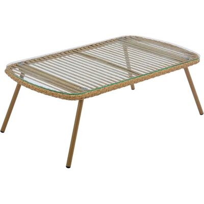 MyMlia Lousini Table de jardin en résine et verre trempé - Publicité MyMlia Lousini Table de jardin en résine et verre trempé - Publicité