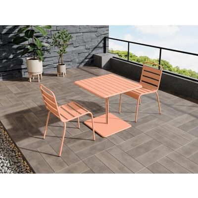 MIRMANDE Gartentisch - 80cm Stahl, Hellorange - Outdoor-Möbel MIRMANDE Gartentisch - 80cm Stahl, Hellorange - Outdoor-Möbel