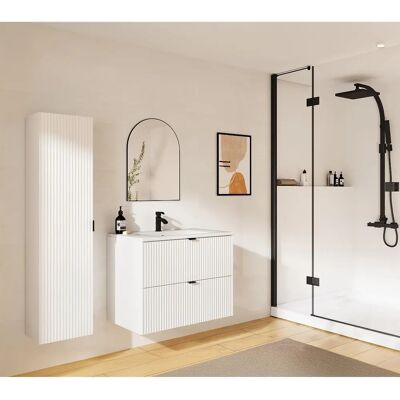 Ensemble Mobilier Salle de Bain ZEVINI - Texturé, Soft-Close, 80cm Ensemble Mobilier Salle de Bain ZEVINI - Texturé, Soft-Close, 80cm