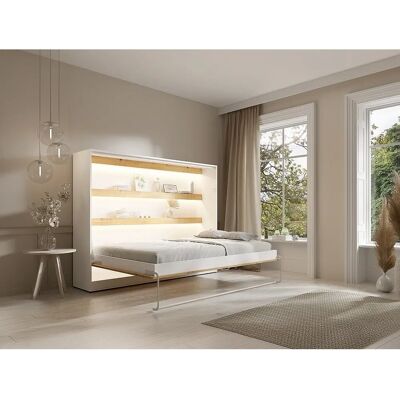 Lit escamotable RAPILI avec étagères LED - Publicité Lit escamotable RAPILI avec étagères LED - Publicité