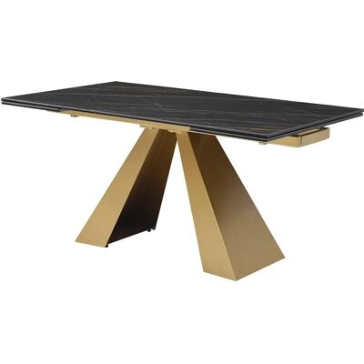 Table à manger extensible Maison Céphy - Noir et or - 6-10 places Table à manger extensible Maison Céphy - Noir et or - 6-10 places