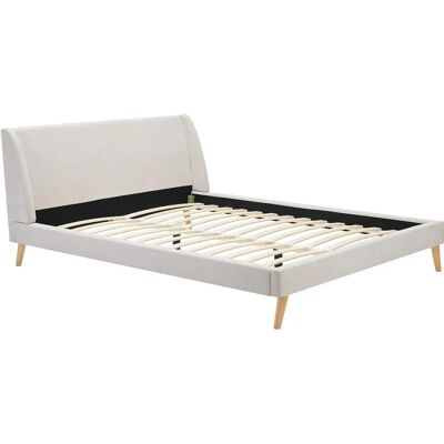 Unique Skandinavisches Bett 160x200 - Polyester - Beige - Bett Unique Skandinavisches Bett 160x200 - Polyester - Beige - Bett