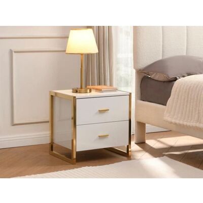 Pascal Morabito Ombrelia Nachttisch-Set - Art Déco MDF Weiß & Gold Pascal Morabito Ombrelia Nachttisch-Set - Art Déco MDF Weiß & Gold