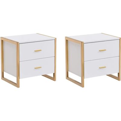 Pascal Morabito Ombrelia Nachttisch-Set - Art Déco MDF Weiß & Gold Pascal Morabito Ombrelia Nachttisch-Set - Art Déco MDF Weiß & Gold